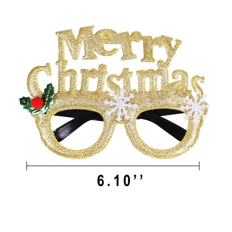 Max Fun 12Pcs Christmas Glasses Glitter Holiday Party Glasses Frames Christmas Decoration Accessories Costume Eyeglasses for Christmas Parties Holiday Favors (One Size Fits All) - Image 5